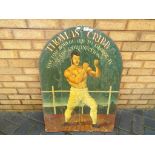 Pub Sign - a large mid-century arch-top painted wood pub sign for the 'Tom Cribb' pub,