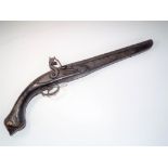 A replica middle eastern flintlock pistol with working action Est £20-30