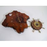 An unusual style clock made from a tree trunk and a barometer [2]