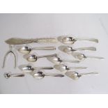 A lot to include a quantity of silver hallmarked cutlery varying assays and dates and a pair of