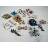 Brooches - fourteen vintage good quality predominately stone set,