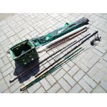 A quantity of angling equipment to include umbrella, rod bag, a Daiwa Strike Force X rod,