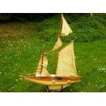 Scratch built pond yacht with sails, stand and plans,
