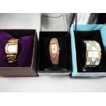 Three Lady's evening wrist watches, all stone set to include ADORN, Dazzel and similar,