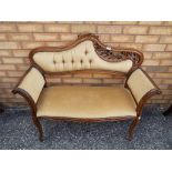 An upholstered two seat chaise / bench seat approx 95cm x 109cm x 40cm