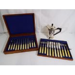 A cased canteen of cutlery with plated coffee pot [2]