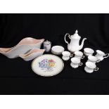 A four place Royal Albert coffee set in the Val D'or pattern with an extra cup and two extra