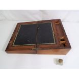 A vintage writing slope with brass escutcheon,
