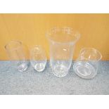 Four glass vases, largest being approxim