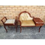 An upholstered telephone table approx 87