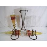 Four decorative glass epergne, height of