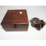 A boxed brass sextant by Kelvin & Hughes