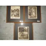 Three etchings one marked CP Slocombe, all mounted and framed under glass, varying image sizes [3],