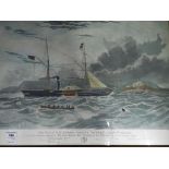 A print entitled The View of H.M. Steam Frigate Geyser, when off Mt.
