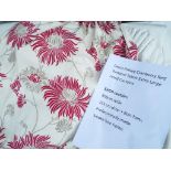 A set of Laura Ashley cranberry red Kimono fabric extra large lined curtains each approx 408cms