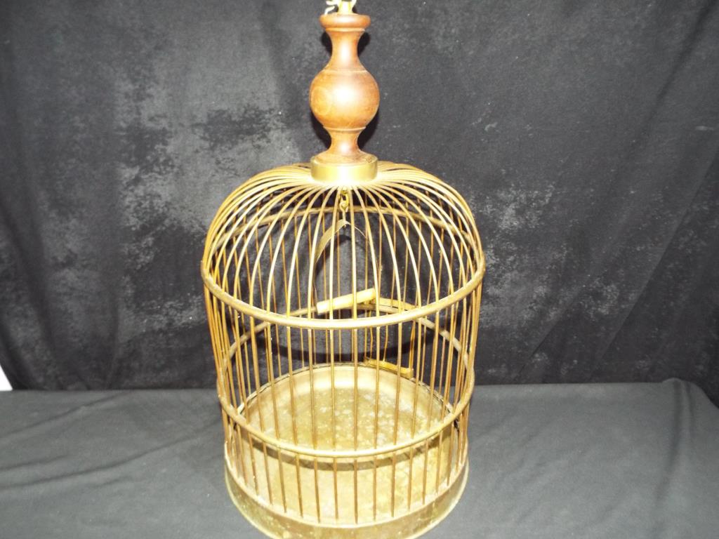 A round brass bird cage