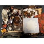 A mixed lot to include ceramics, glassware, metal ware, a painting and similar [2].