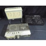 Vintage Bang & Olufsen Beolit 600 radio in grey and cream, JVC portable stereo cassette deck,