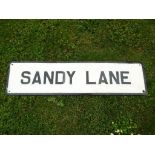 An original hand-painted metal street sign - Sandy Lane,