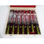 A wooden cased set of deluxe seven piece chisel set Est £20 - £30 This lot MUST be paid for and