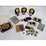 A good mixed lot to include a small quantity of picture slides, white metal cigarette case,