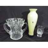 A large Cathiness Ebony glass vase 31 cm [h], Thomas Webb Romeo and Juliet glass,