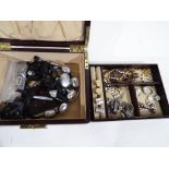 A good quality jewellery box with internal tray containing a quantity of predominantly costume
