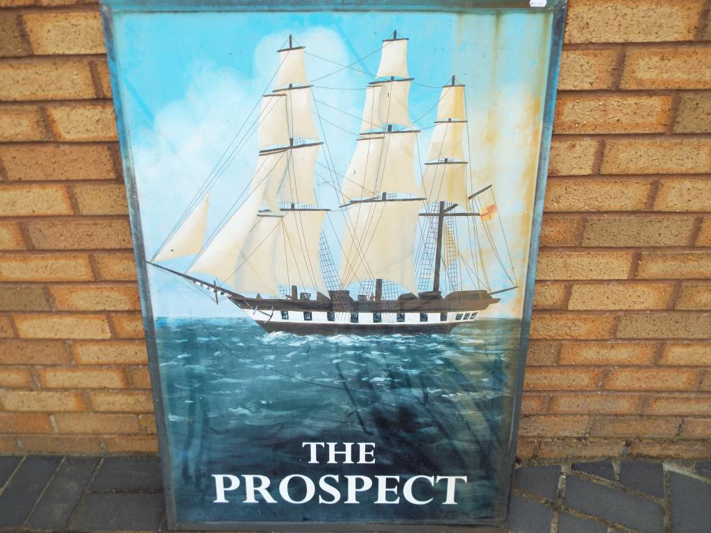 An original metal hand-painted public house sign advertising The Prospect,