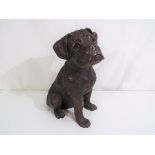 A bronzed figurine depicting a boxer dog puppy entitled Don't Forget Me by Kate Woodlock approx