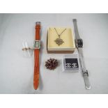 A good mixed lot to include lady's white metal Calvin Klein wristwatch,