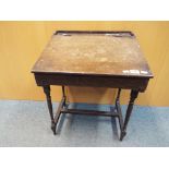 Triang - A vintage Triang Toys school desk with hinged lid, turned supports,
