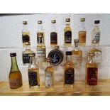 Sixteen miniature/taster bottles of 10,