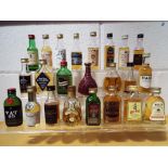 Twenty-three miniatures/taster bottles of different blended Scotch/ Irish and Deluxe whisky