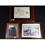 Breweriana - a framed picture depicting Greenall Whitley & Co Ltd, Warrington HGV truck,