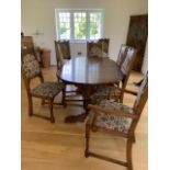 Andrena furniture - a carved light oak dining set comprising extending pedestal table 76 cm x 116