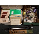 A lot to include vintage suitcase, a quantity of sheet music, ceramics, glassware,