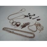 Silver - a quantity of hallmarked and 925 silver to include rings, necklaces,