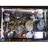 A quantity of UK and foreign coins, commemorative crowns, Royal Army Service Corps buttons,