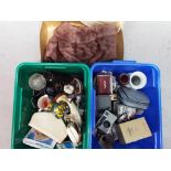 A mixed lot to include, ceramics, cameras, small quantity of coins, glassware,