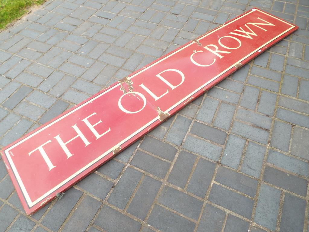 Enamelled sign - an enamelled pub sign advertising The Old Crown,