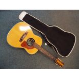 A Hoyer 12 string acoustic guitar in soft case, Est £100 - £150.