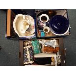 A mixed lot to include ceramics, metal ware, vinyl records, travel block, purses and similar [3].