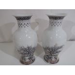 A pair of Chinese vases decorated with landscape scenes seal marks to the base,