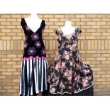 Vintage Clothing - a wrap over floral dress with satin sash by Mab, size 44, approx length 110cm,