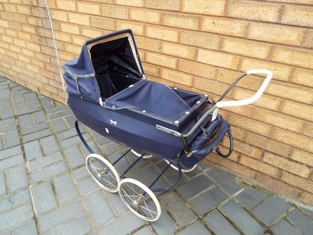 A vintage Silver Cross style pushchair with a hood cover and accessories bike - Image 3 of 3