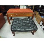 A footstool with curved button seat and twin seat piano stool (2)