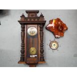 A lot to include an oak cased wall clock,