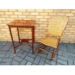 Lot to include a good quality child's rocking chair with cane back and seat and a mahogany side