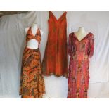 Vintage Clothing - a full length V neck playsuit with zip V back, approximate length 135 cm,
