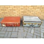 An Overpond shipping trunk approx 31cm x 44cm x 75cm and a further vintage suitcase [2]